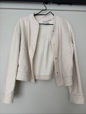 Varley Cream Snap-Front Bomber Jacket